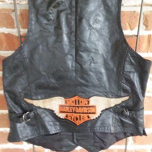 Leather Warehouse Vest with Harley Davidson Patch